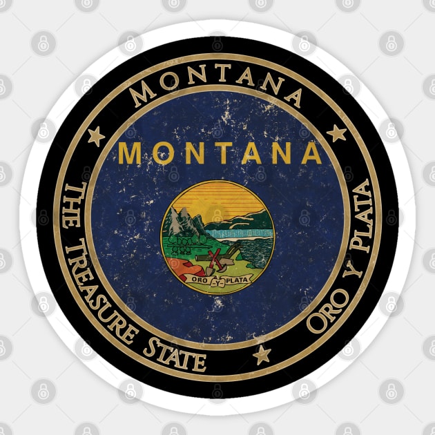 Vintage Montana USA United States of America American State Flag Sticker by DragonXX